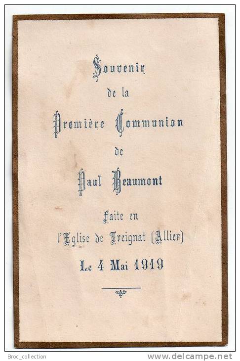 Treignat, Image Pieuse Première Communion 1919, Paul Beaumont, Scan Recto-verso - Devotion Images