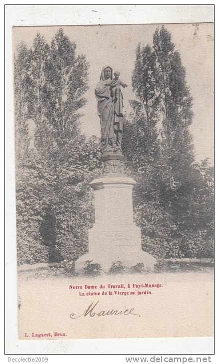 BR56045 Notre Dame Du Travail And Fayt Manage La Statue De La Vierge Au Jardin   2 Scans - Manage