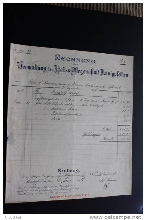 Vieux papiers Lot 48 Factures Rechnung,Quittung Quittances(1884 &+)AARGAU Vermatung der Heil & Pfegeanstalt Konnigsfeld