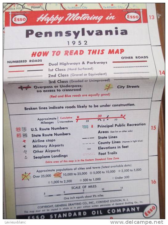 USAPennesylvania/Road Map With Pictorial Guide/  ESSO/1952        PGC10 - Roadmaps