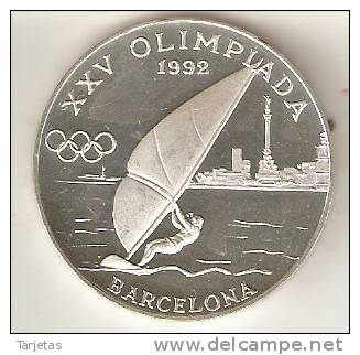 MONEDA DE PLATA DE ANDORRA DE 20 DINERS AÑO 1989 DE LAS OLIMPIADAS DE BARCELONA 1992 (VELA) SILVER-ARGENT - Andorra