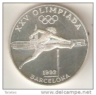 MONEDA DE PLATA DE ANDORRA DE 20 DINERS AÑO 1990 DE LAS OLIMPIADAS DE BARCELONA 1992 (ATLETISMO) SILVER-ARGENT - Andorra