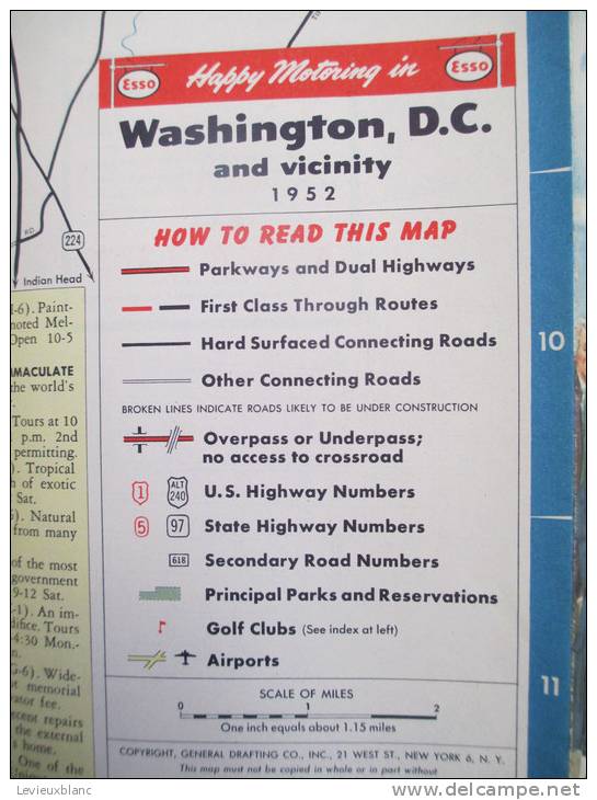 USA/Washington DC  An Vicinity//Road Map And Visitor´s  Guide/  ESSO/1952        PGC13 - Cartes Routières