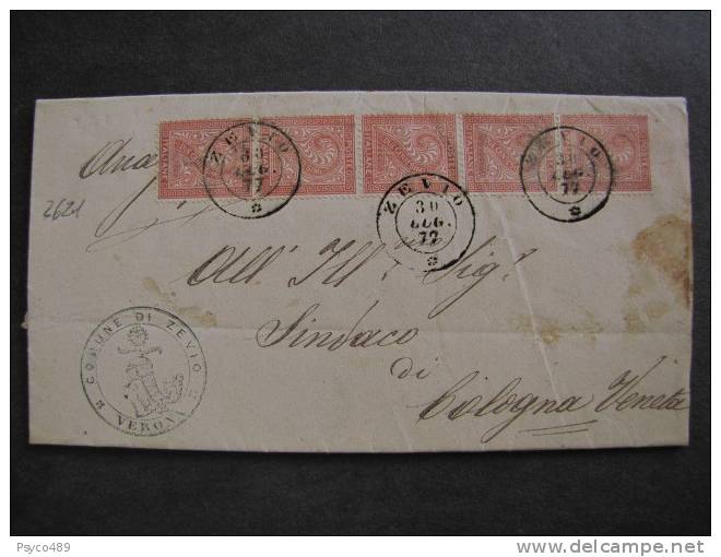 ITALIA Regno-1866-"T 15 Torino" C. 2 ZEVIO>COLOGNA VENETA (descrizione) - Marcophilie