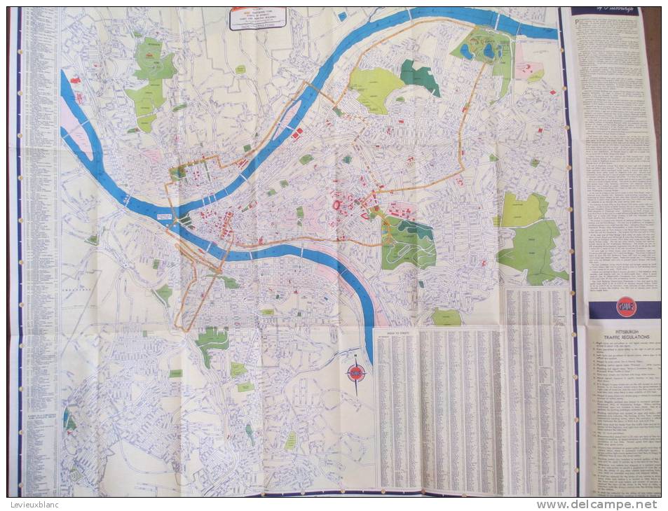 USA/Pittsburgh  / Tourgide Map Whith Sight-seeing Tour/GULF/vers 1950       PGC14 - Cartes Routières