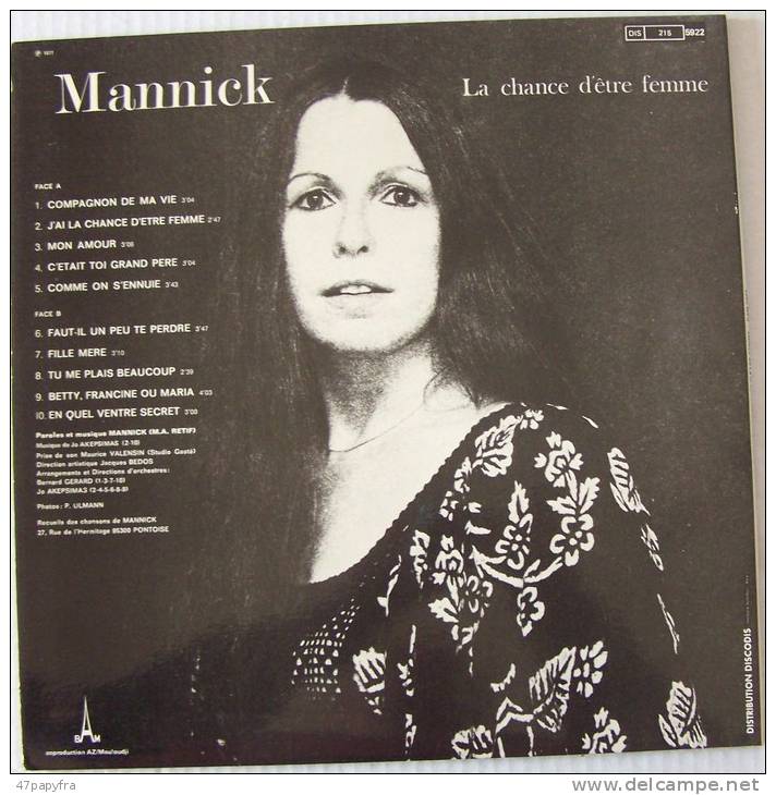 Marie ANNICK RETIF MANNICK  LP La Chance D'être Femme M / MINT Parfait état - New Age