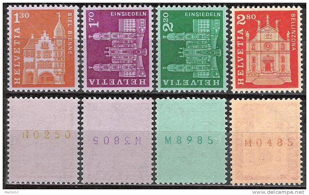 Bauten 1963: Zu 391-394RM.01 Mi 764-767R ** MNH (4 Werte = CHF 44.50 Katalog) - Rouleaux