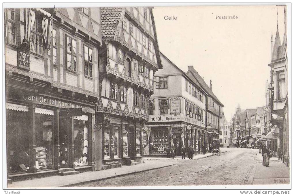 CELLE Post Strasse Belebt Geschäfte Carl Geitel Nachfolger ..ilhorat Optiker 15.7.1912 Gelaufen TOP-Erhaltung - Celle