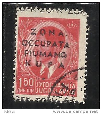 ZONA FIUMANO KUPA 1941 SOPRASTAMPATI 1,50D TIMBRATO - Fiume & Kupa