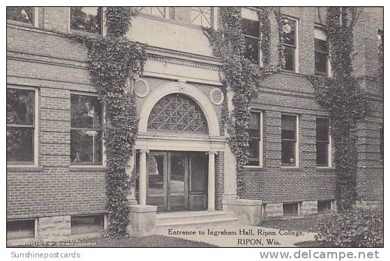 Wisconsin Ripon Entrance To Ingraham Hall Ripon College Albertype - Andere & Zonder Classificatie