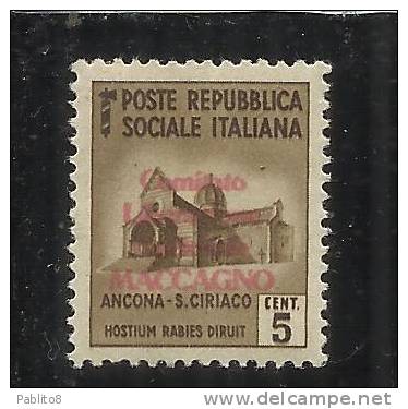 REPUBBLICA SOCIALE CLN MACCAGNO COMITATO DI LIBERAZIONE NAZIONALE 1945 CENT. 5  MNH - Nationales Befreiungskomitee