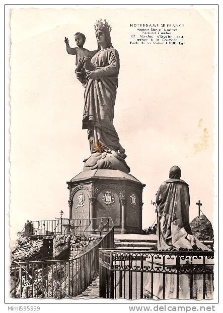 17T - LE PUY - Statue Colossale De Notre-Dame De France - Animée - CPSM N&B 1962 - Scan Recto-verso - Le Puy En Velay