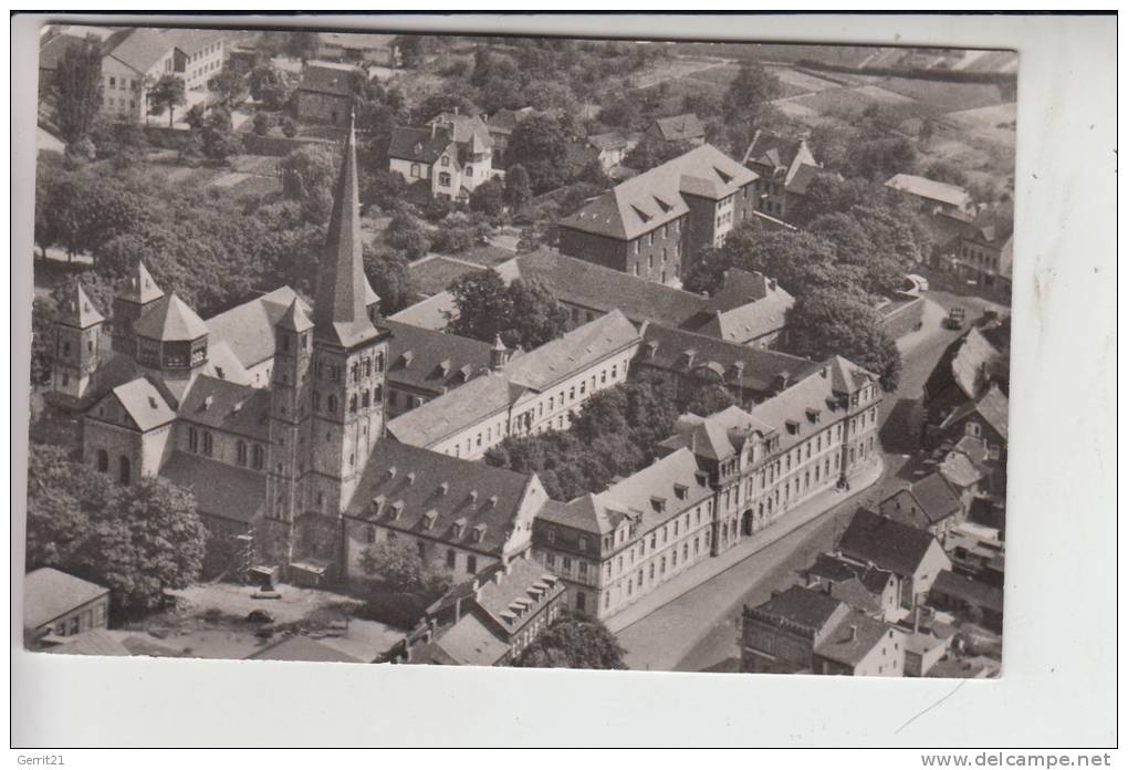 5024 PULHEIM - BRAUWEILER, Luftaufnahme St.Nicolaus-Kirche 1954 - Pulheim