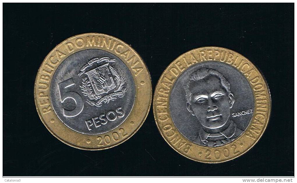 DOMINICANA  - 5 Pesos  2002  KM89 - BIMETAL - Dominicaine