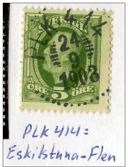 Sweden Rare Cancel PLK414=Eskilstuna-Flen 24.9.1903 (Z867Z E2) - Autres & Non Classés