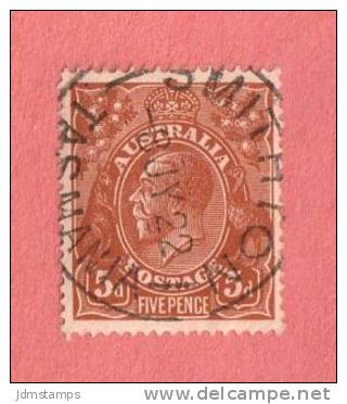 SC #36  1924 King George V W/SON ("SMITHTON TASMANIA / 8 JY 22") - Used Stamps