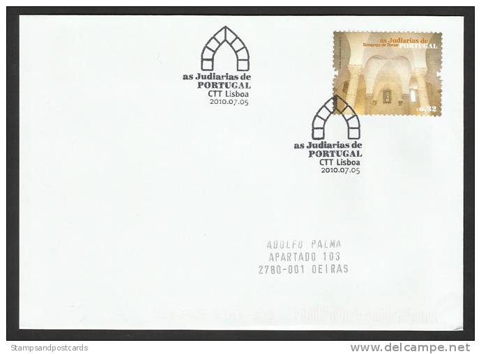 Portugal Quartiers Juifs Synagogues FDC Voyagé 2010 Jewish Quarters Judaica Postally Used FDC - Mosquées & Synagogues
