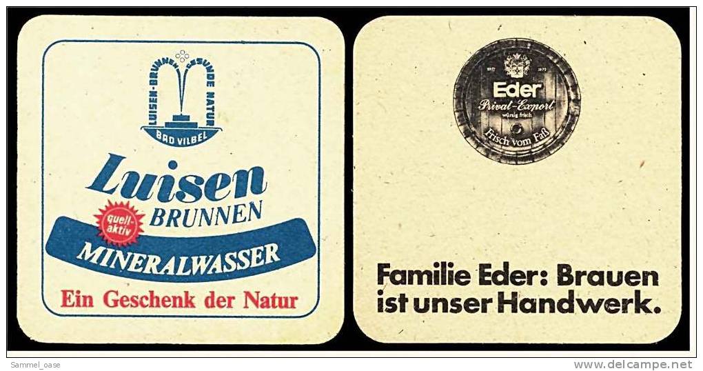 2 Bierdeckel  Eder Pils  -  Luisen Brunnen , Ein Geschenk Der Natur + Brauen Ist Unser Handwerk - Sous-bocks