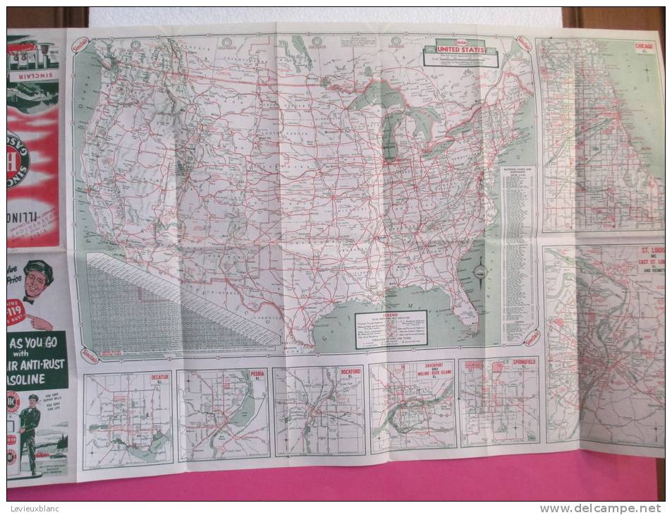 USA/ILLINOIS/ Chicago/Springfield/Saint Louis/HC Sinclair Gasoline / 1950          PGC19 - Cartes Routières