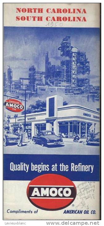 USA/North Carolina / South Carolina/Charlotte / Knoxville/AMOCO/American Oil Company/ 1950          PGC22 - Carte Stradali