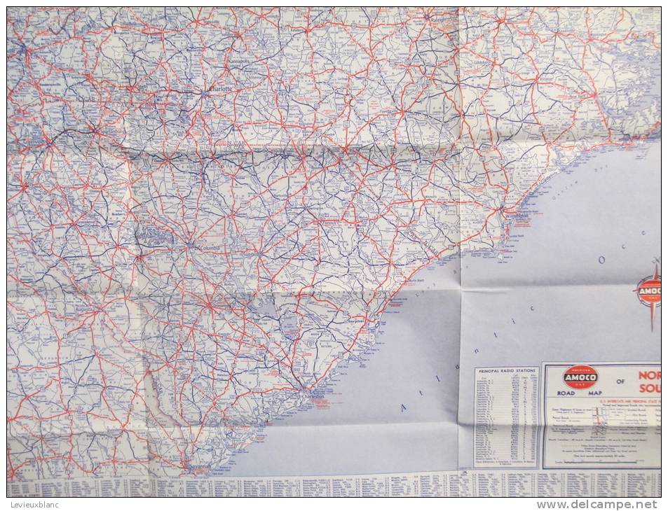 USA/North Carolina / South Carolina/Charlotte / Knoxville/AMOCO/American Oil Company/ 1950          PGC22 - Roadmaps