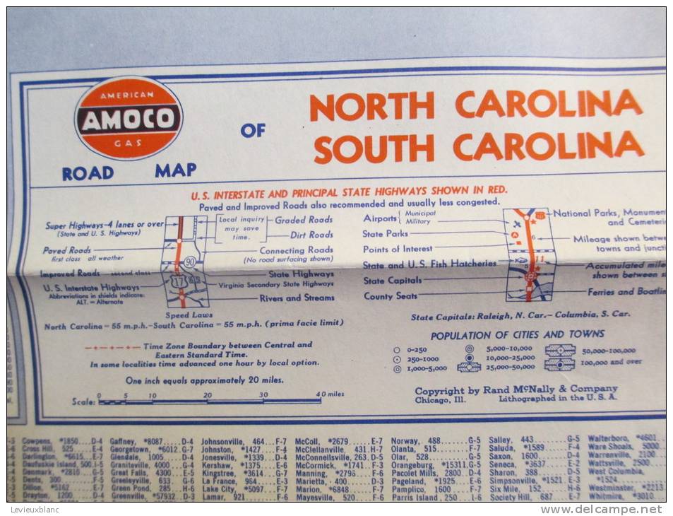 USA/North Carolina / South Carolina/Charlotte / Knoxville/AMOCO/American Oil Company/ 1950          PGC22 - Carte Stradali