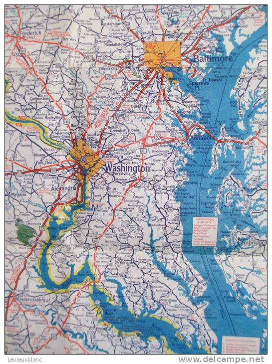 USA/Deleware/Maryland/Virginia/West Virginia/Baltimore/Washington/ Richmond/Tourgide Map/ GULF/ Vers 1950          PGC23 - Strassenkarten