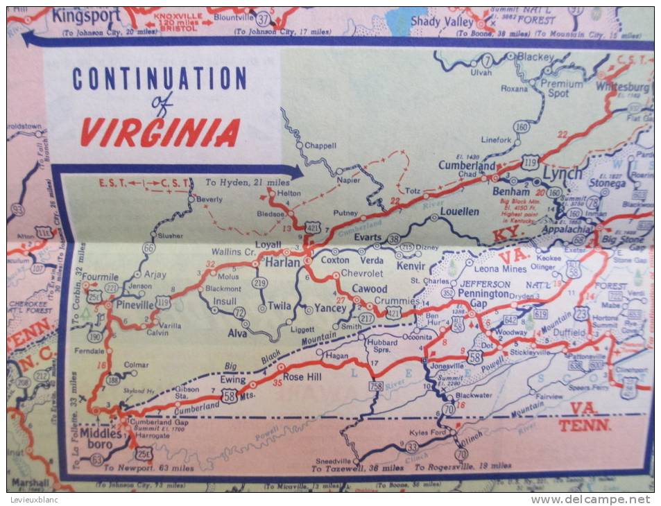 USA/Deleware/Maryland/Virginia/West Virginia/Baltimore/Washington/ Richmond/Tourgide Map/ GULF/ Vers 1950        PGC25 - Carte Stradali