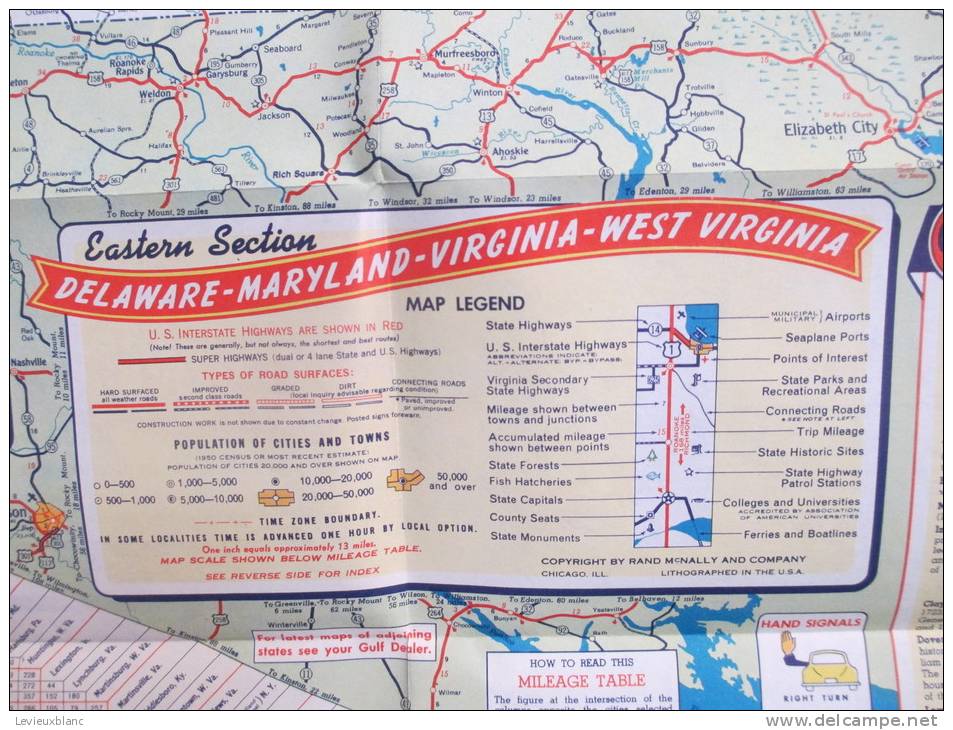 USA/Deleware/Maryland/Virginia/West Virginia/Baltimore/Washington/ Richmond/Tourgide Map/ GULF/ vers 1950        PGC25