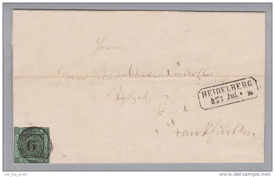 Baden 1852-07-01 Heidelberg Brief Mit Mi# 3a - Briefe U. Dokumente