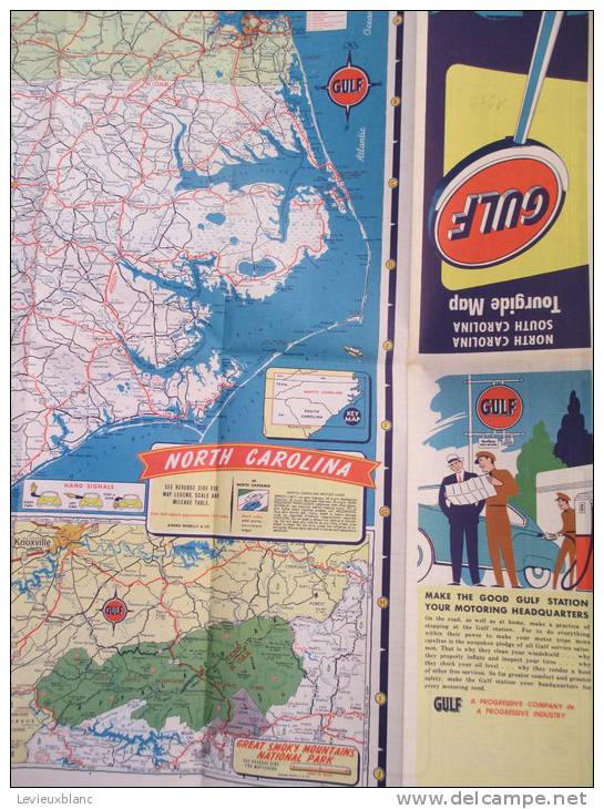 USA/North Carolina/South Carolina/Charlotte / Colombia//Tourgide Map/ GULF/ Vers 1950        PGC24 - Wegenkaarten