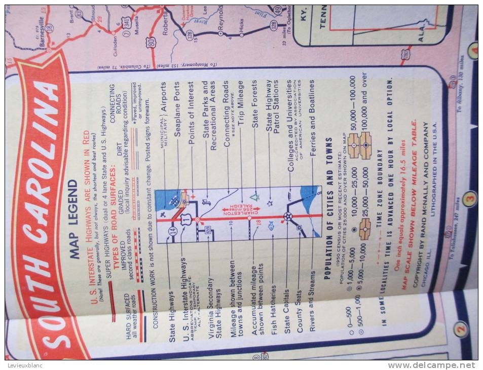 USA/North Carolina/South Carolina/Charlotte / Colombia//Tourgide Map/ GULF/ vers 1950        PGC24