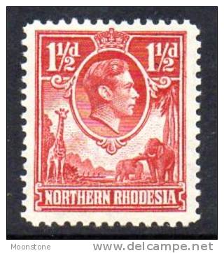 Northern Rhodesia GVI 1938 1½d Carmine, Very Lightly Hinged Mint (A) - Northern Rhodesia (...-1963)