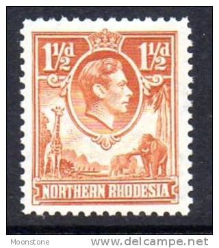 Northern Rhodesia GVI 1938 1½d Yellow-brown, Very Lightly Hinged Mint (A) - Northern Rhodesia (...-1963)