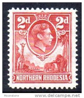 Northern Rhodesia GVI 1938 2d Carmine, Very Lightly Hinged Mint (A) - Northern Rhodesia (...-1963)