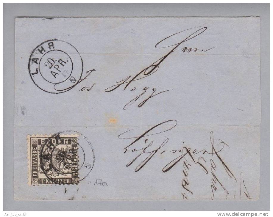 Heimat DE BW Lahr 1867-04-20 Briefteil Mit Mi#17a Nach Böschingen - Lettres & Documents