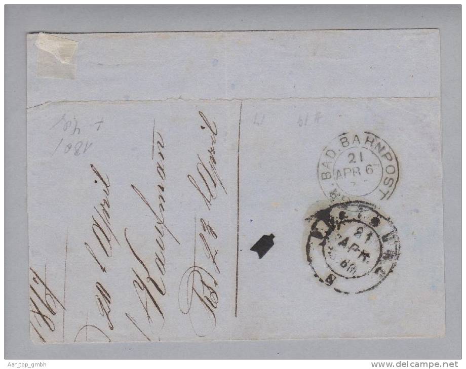 Heimat DE BW Lahr 1867-04-20 Briefteil Mit Mi#17a Nach Böschingen - Covers & Documents