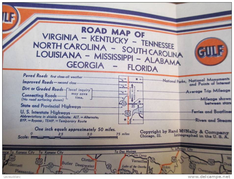 USA/Georgia/Atlanta /Macon /Savannah /Tourgide Map/ GULF/ Vers 1950        PGC26 - Carte Stradali