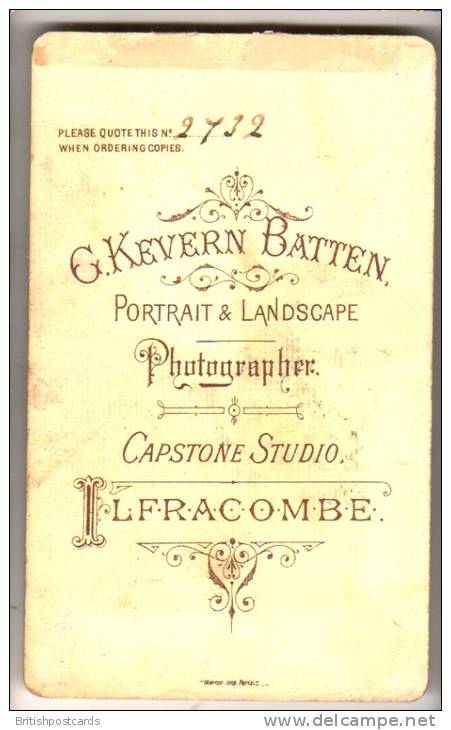 CDV Card - Lady - Photographer C. Kevern Batten, Capstone Studio, Ilframcombe - Old (before 1900)