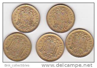 Spain 1 Peseta 1976-1980 Complete KM Set - 1 Peseta