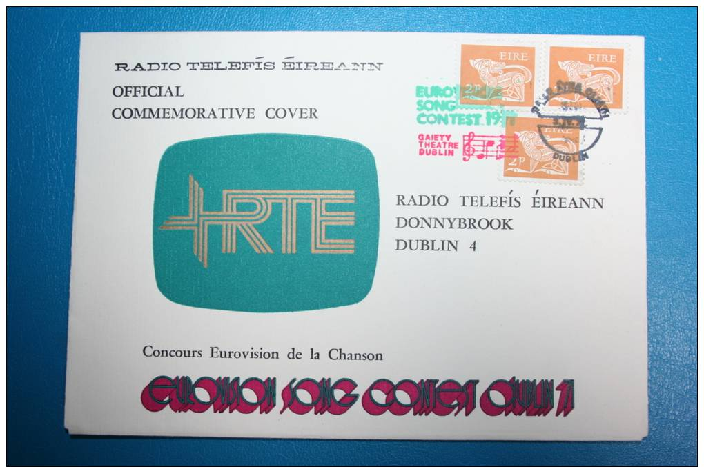 IRELAND IRLAND EIRE 1971 Definitive Gerl Cover Used Special Postmark EUROVISION SONG CONTEST DUBLIN THEATER EURO - Other & Unclassified