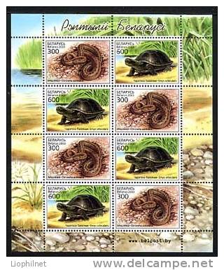 BIELORUSSIE / BELARUS 2003, TORTUE Et SERPENT, Feuillet De 4 Paires. R1822 - Schildpadden