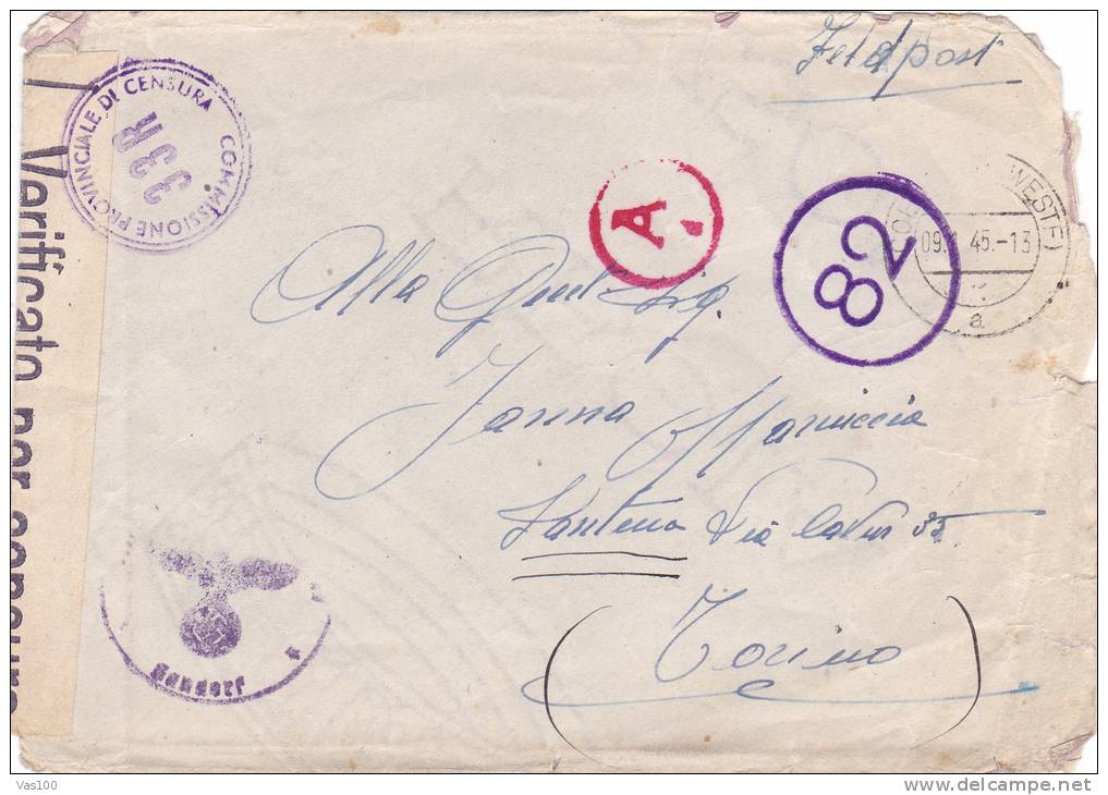 CENSORED COVER FROM GERMANY 1945 WW2 TO ITALIA. - Other & Unclassified