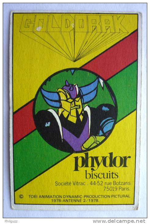 RARE CARTE PUBLICITAIRE Pour Les Buiscuit PHYDOR GOLDORAK Pour Un JEU DES FAMILLES - 1 CARTE LE CENTRE - O.V.T - Autres & Non Classés