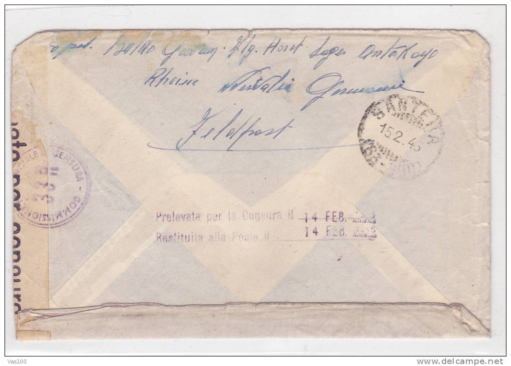 CENSORED COVER FROM GERMANY 1945 WW2 TO ITALIA. - Other & Unclassified