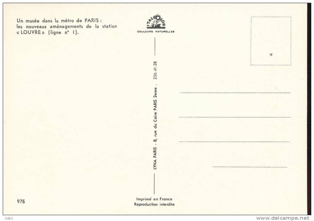 75 --- Un Musee Dans Le Metro De Paris : Les Nouveaux Amenagements De La Station " Louvre " ( Ligne N° 1 ) - Métro