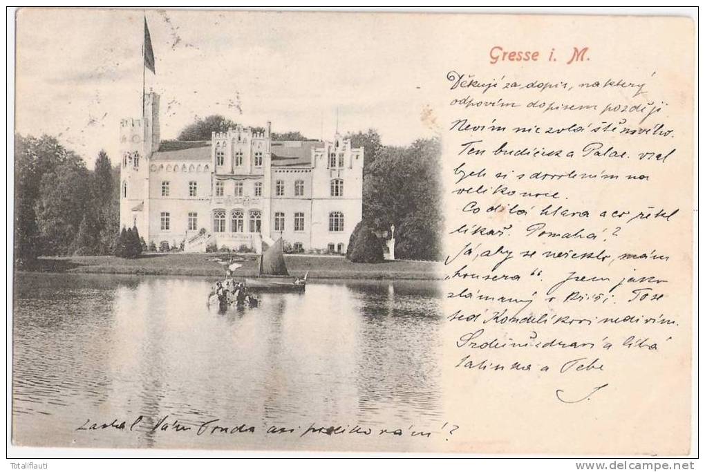 Gresse Schloß Mit Schlossteich Ruderboot Belebt 22.2.1904 Gelaufen - Boizenburg