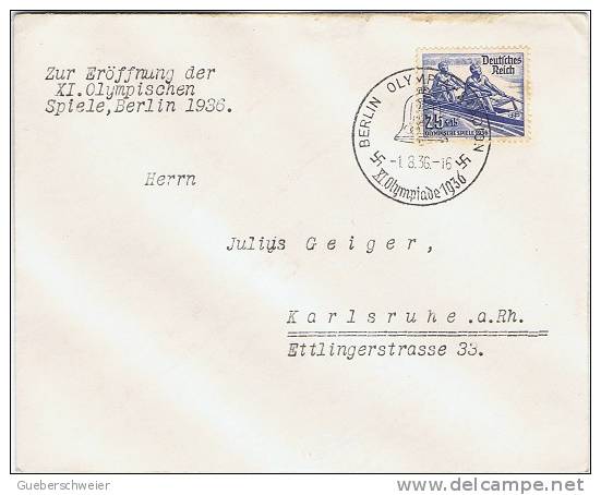 JO36-E/L1 - Jeux Olympiques Berlin 1936 N° 565/572 Sur 5 Lettres Obl. Ouverture J.O. 1.08.1936 - Summer 1936: Berlin