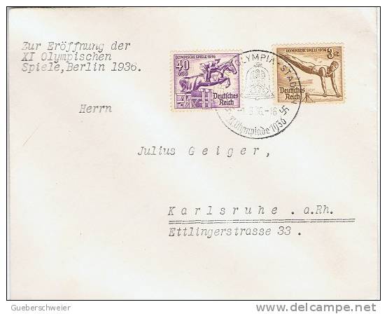 JO36-E/L1 - Jeux Olympiques Berlin 1936 N° 565/572 Sur 5 Lettres Obl. Ouverture J.O. 1.08.1936 - Ete 1936: Berlin