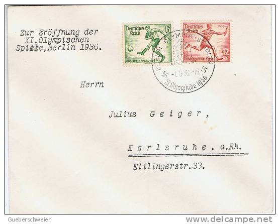 JO36-E/L1 - Jeux Olympiques Berlin 1936 N° 565/572 Sur 5 Lettres Obl. Ouverture J.O. 1.08.1936 - Ete 1936: Berlin